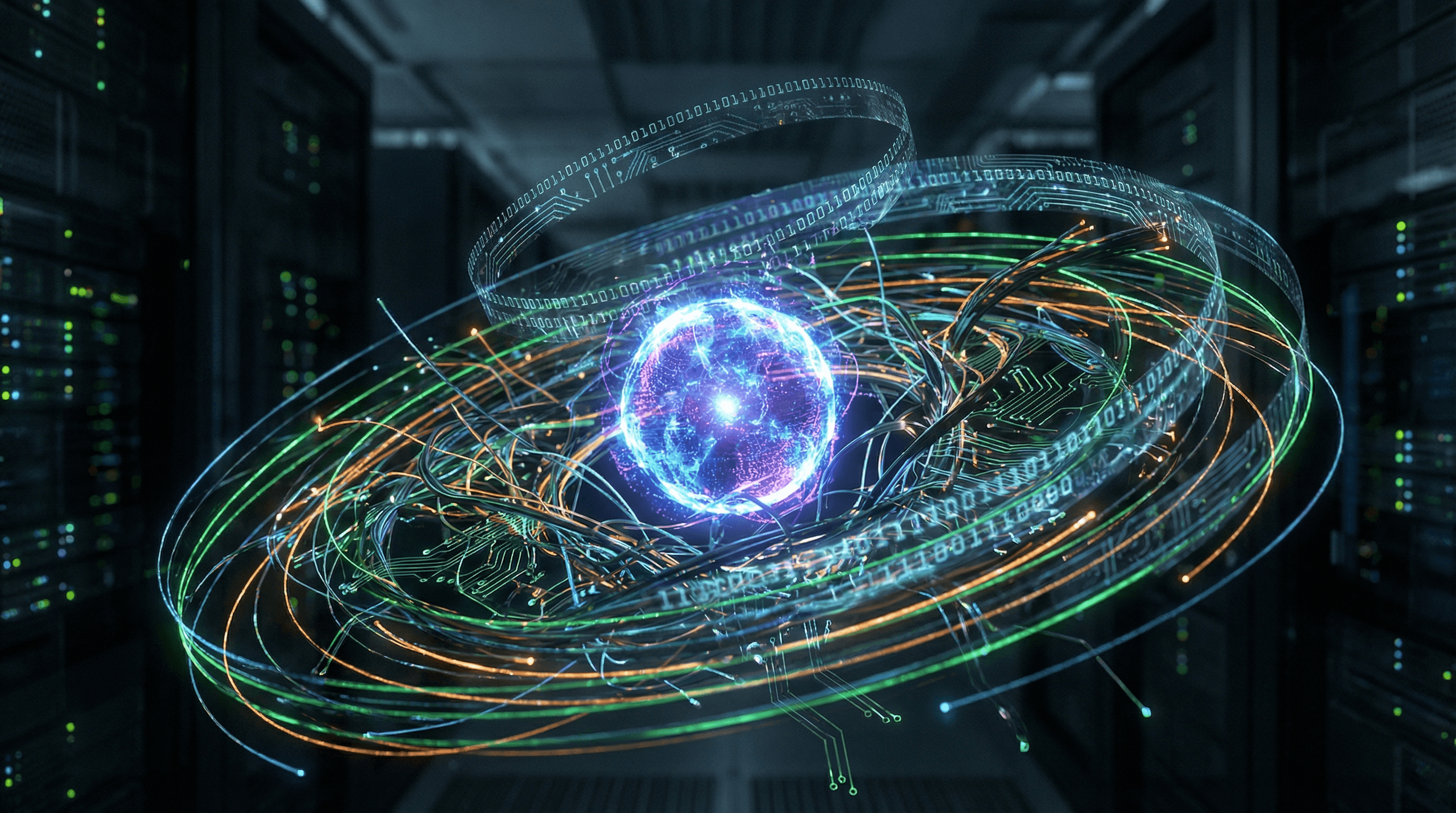 An abstract visual representing a spiral loop of code